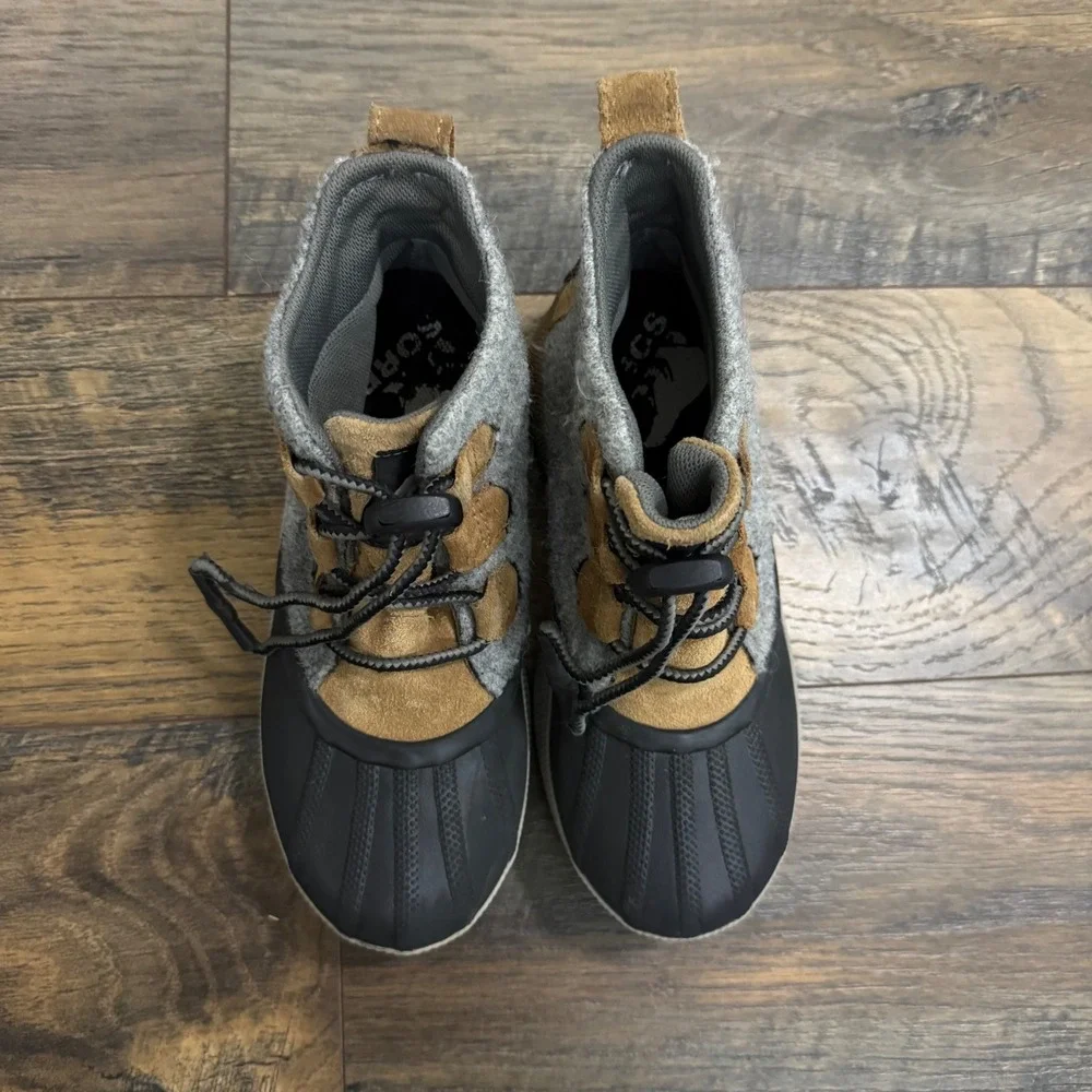 Sorel Kids Waterproof Winter Duck Boots‎ Gray Brown Size 3 Youth